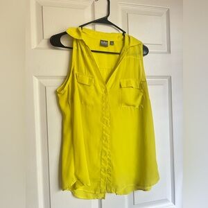 Soho Yellow Sleeveless Collar Blouse